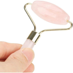 Gancon ナチュラルピンククリスタルマッサージャーボディフェイスマッサージローラーしわ除去スキンケア美容ツール